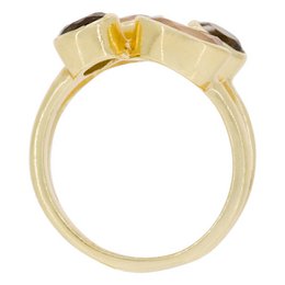 Anello “Thaïs” in quarzo rosa e quarzo fumé