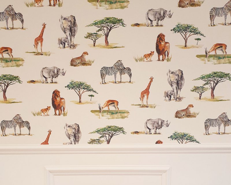 Safari Dieren Kinderbehang - Ivoorkleur