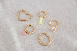 Stainless Steel Heart Earrings - Gold