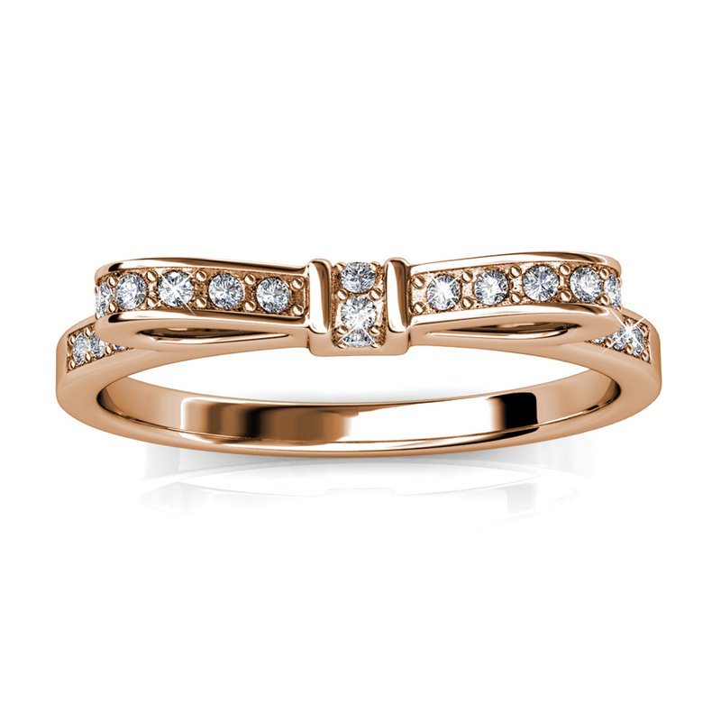 Pierścień wstążki - Rosé Gold and Crystal