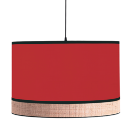 BRAGA decorative pendant light in red cotton and raffia