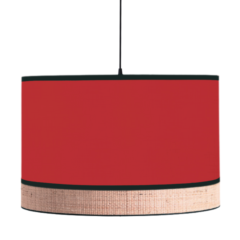 Suspension déco BRAGA en coton rouge et raphia