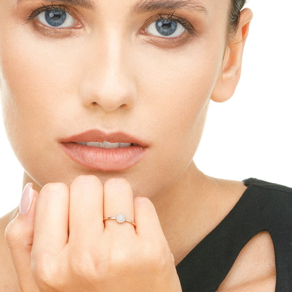 Anillo Pavé II con diamantes, oro rosa de 18 K