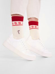 Organic socks Sweet Christmas - tennis socks with embroidered candy cane, Xmas