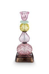 Candle Holder Glass Beads Lilac 23.5cm