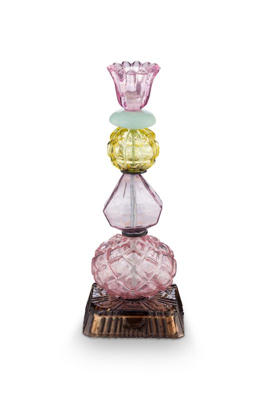 Candle Holder Glass Beads Lilac 23.5cm