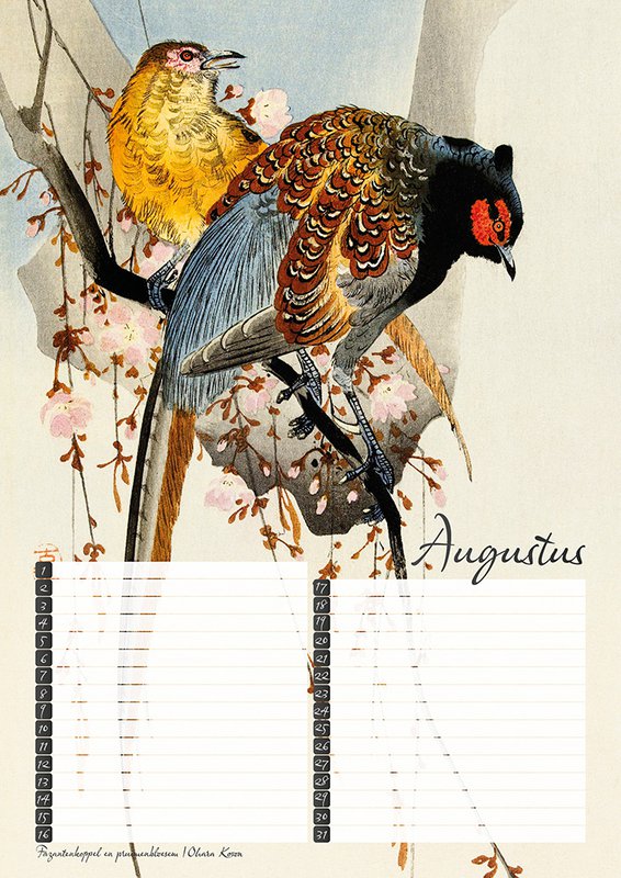 Calendrier d'anniversaire Estampes d'oiseaux du maître japonais Koson