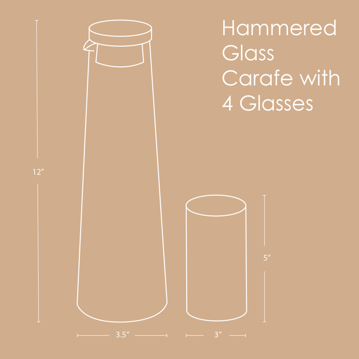 Karaf | Gehamerd getextureerd hout | Glas