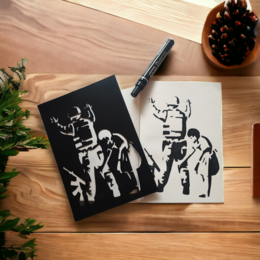 Banksy's Graffiti Stencil - Pige med soldat