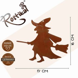 Rusty metal decorative witch | on stick and for hanging | Metal Halloween decoration