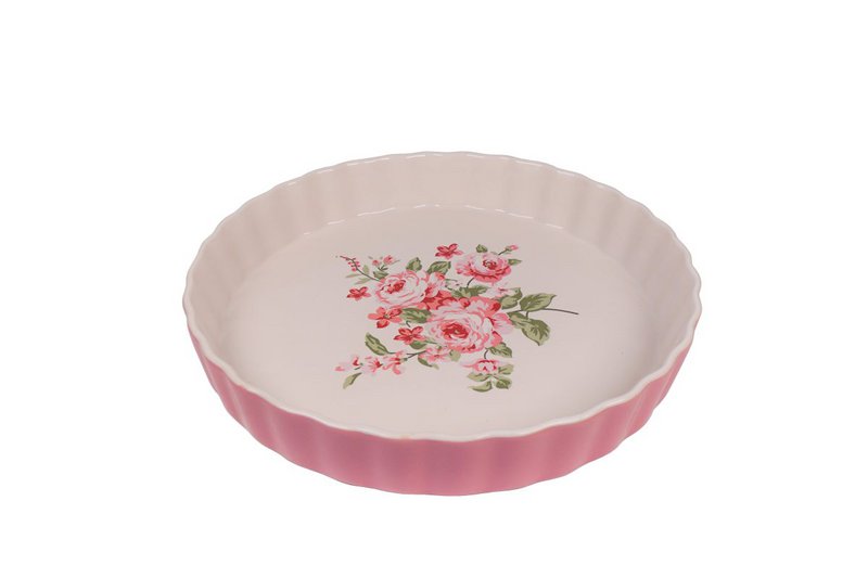 Plat à tarte rose pastel Bella 26,5 cm Isabelle Rose