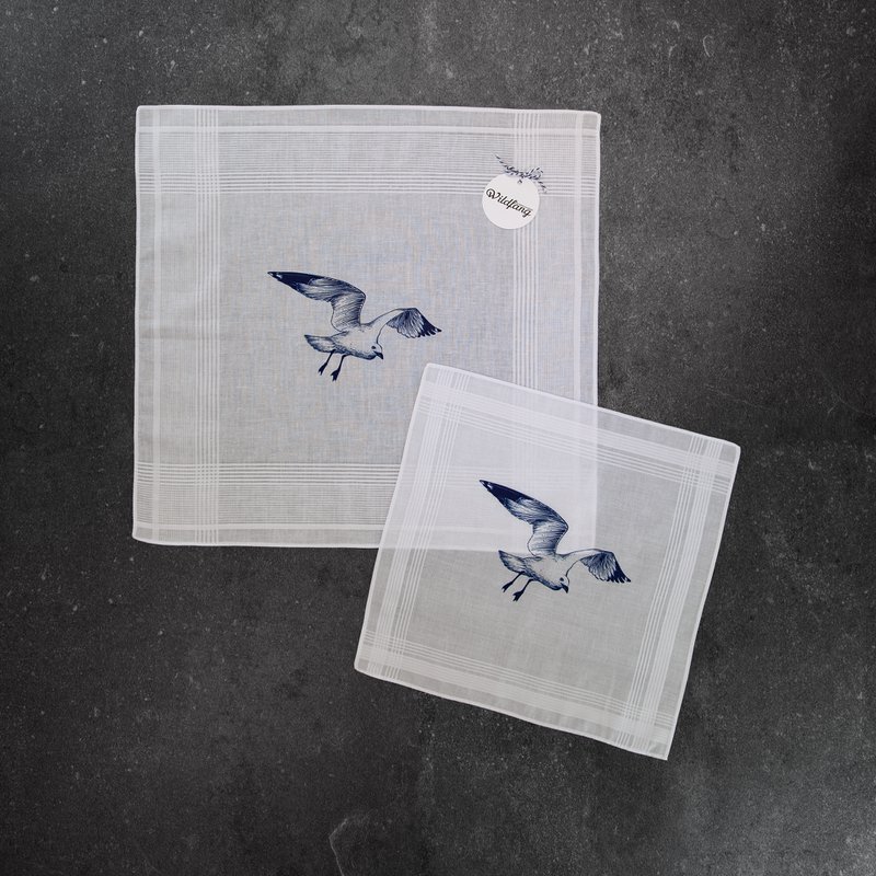 Cotton handkerchief white seagull