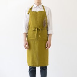 Moss Green Linen Chef Apron