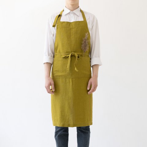 Moss Green Linen Chef Apron