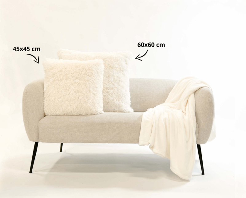 Dutch Decor FLUFFY - Decorative cushion 60x60 cm - Super soft - XL cushion - Snow White - White