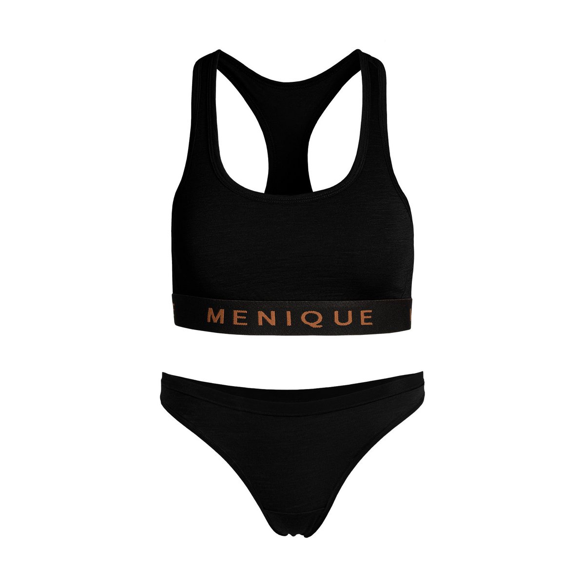 Women's Merino 160 Set of Sport Bra & Thong Briefs Black