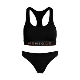 Women's Merino 160 Set of Sport Bra & Thong Briefs Black