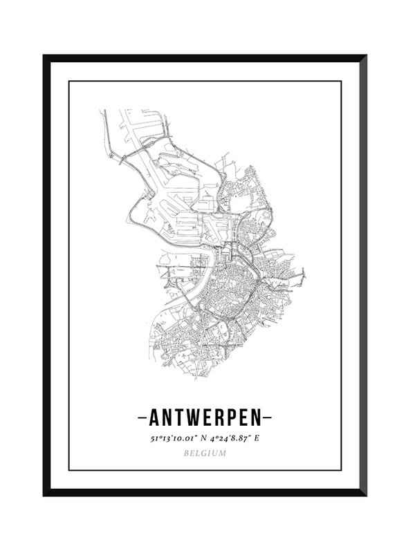Amberes - Mapa de la ciudad Póster