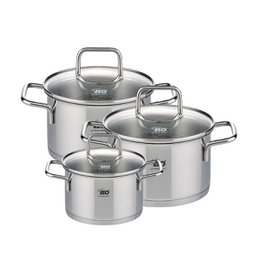 Set of 3 pots with glass lids 12 cm 16 cm and 20 cm Elo Citrin