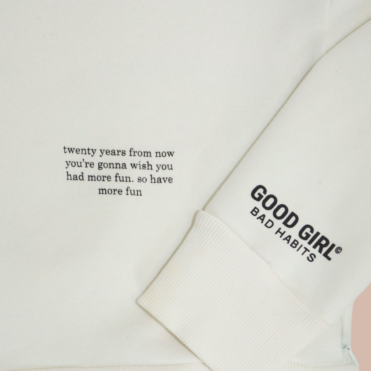 Crop Hoodie "TWENTY YEARS FROM NOW" - Weiss