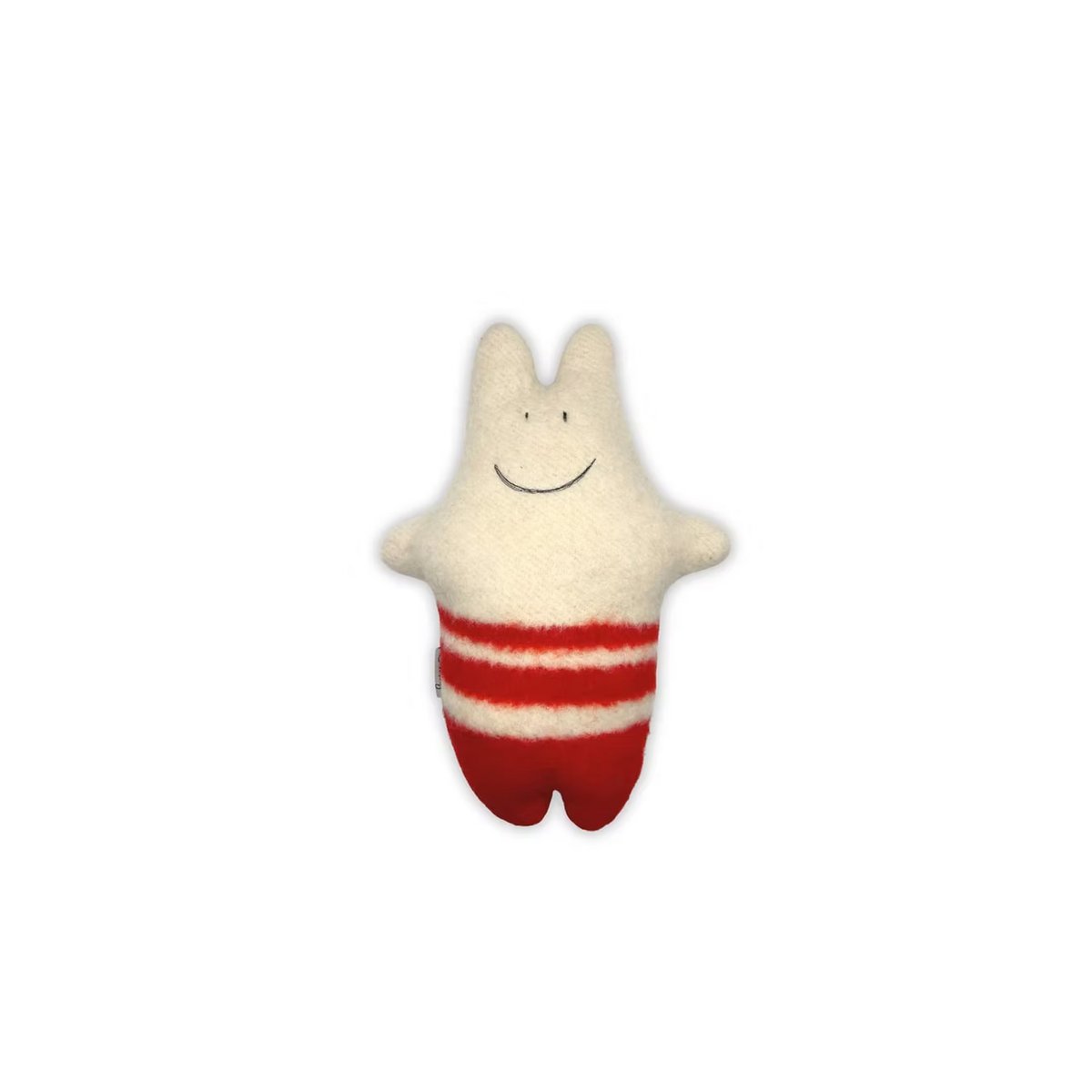 Baby Hippo knuffel - Vintage wollen deken - Rood Beige