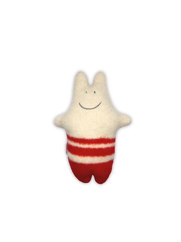 Baby Hippo krammetøj - Vintage uldtæppe - Rød Beige