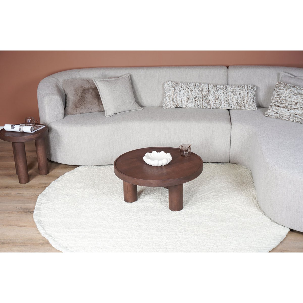 Stolik pomocniczy Tias ø42 cm - drewno Espresso Mango