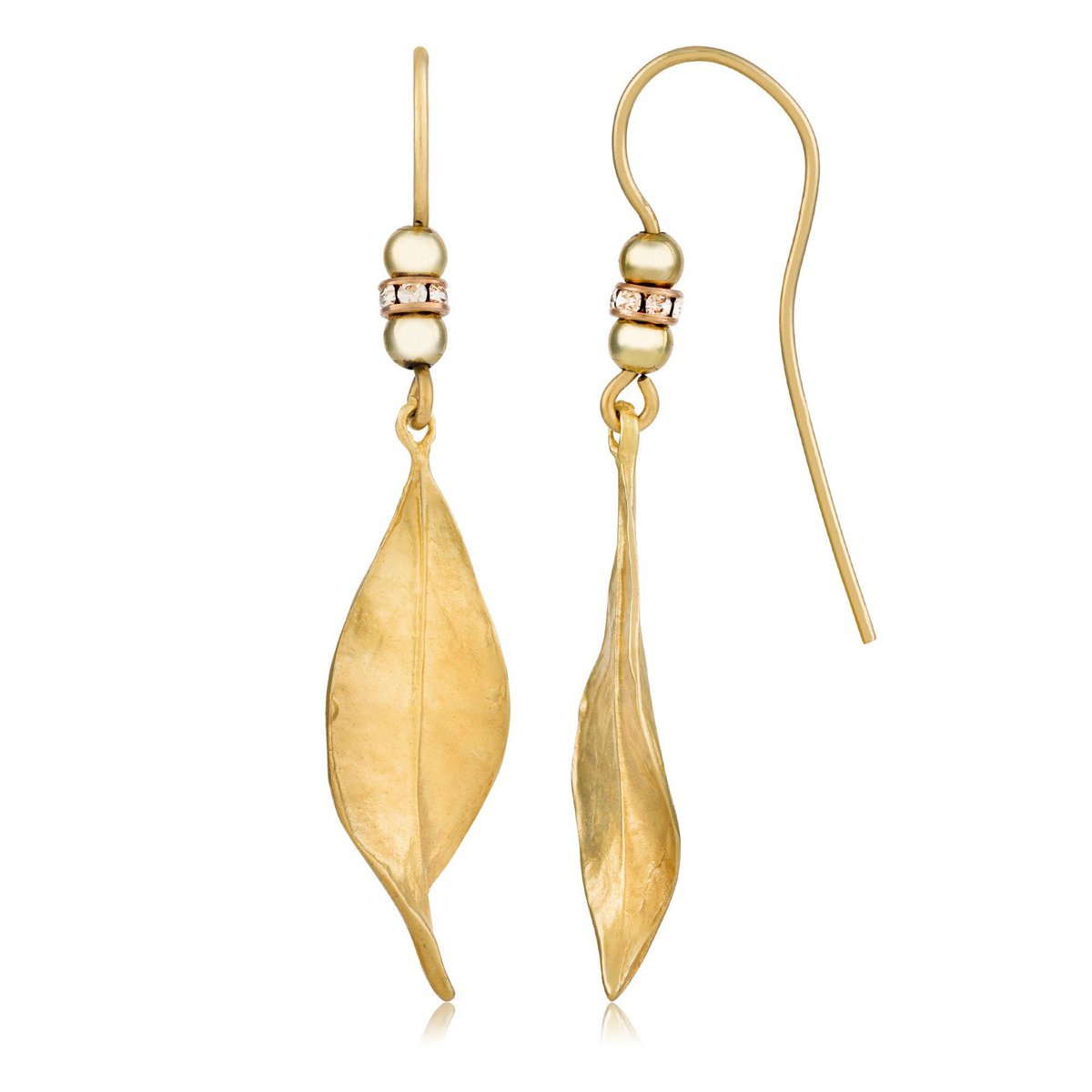Golden Swarovski leaf earring