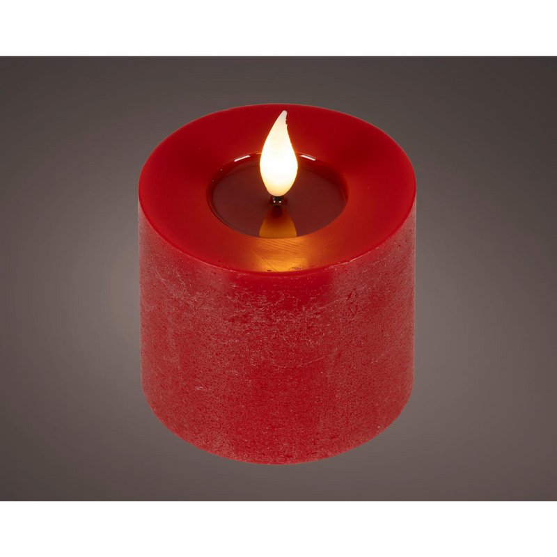 Lumineo LED-Kerzenwachs Ø7,5x9,5cm rot