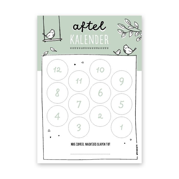 Countdown calendar | green | incl. stickers