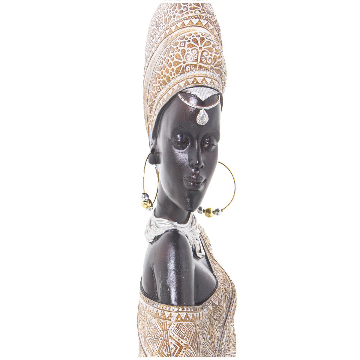 AFRYKAŃSKA ŻYWICA BIUST FIGURKA NEGRO/DORADO _18X9X42CM ST50349