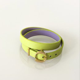 DUO TWIST læderarmbånd Lime - Lila