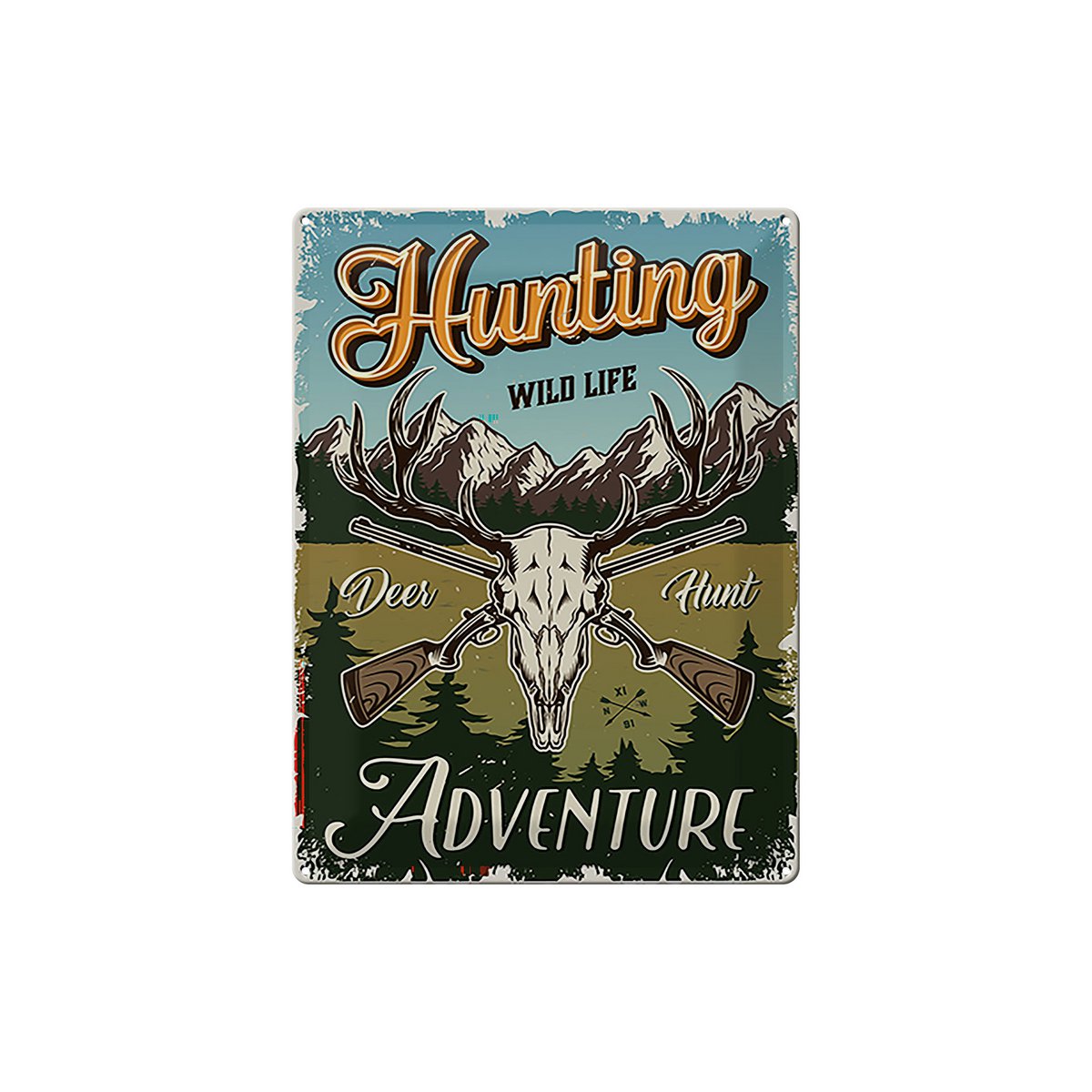 Tin sign hunting 30x40cm Hunting wild life adventure