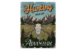 Tin sign hunting 30x40cm Hunting wild life adventure