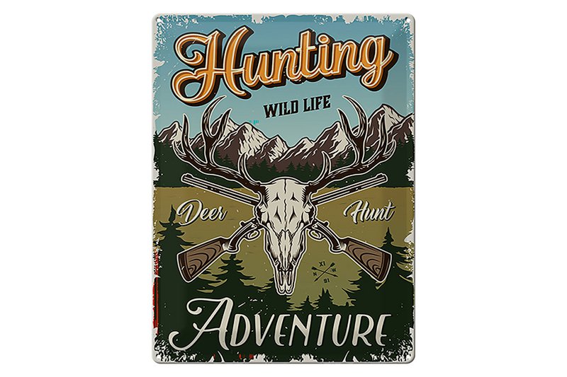 Tin sign hunting 30x40cm Hunting wild life adventure