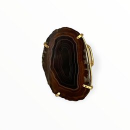 Bague Saudade Agate Marron Naturelle