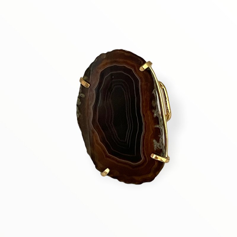 Bague Saudade Agate Marron Naturelle