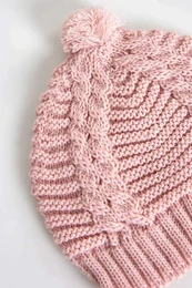 Gorro de Punto para Bebé con Pompón, Tono Rosa