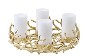 EDZARD Advent wreath Porus, antler design, nickel-plated aluminum, gold-colored, diameter 42 cm