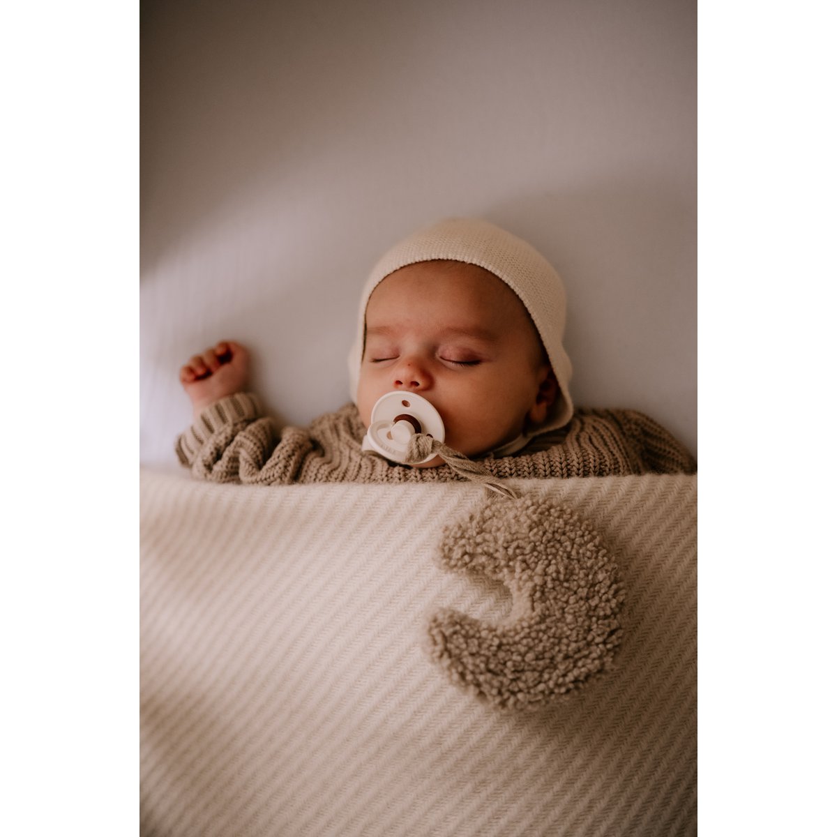 Wiegdeken wol - crema naturale