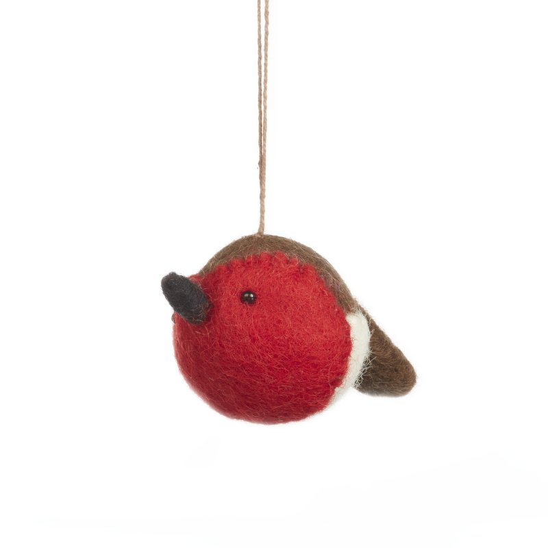 Aguja hecha a mano Fieltro Sweetheart Robin Colgando Árbol de Navidad Decoración