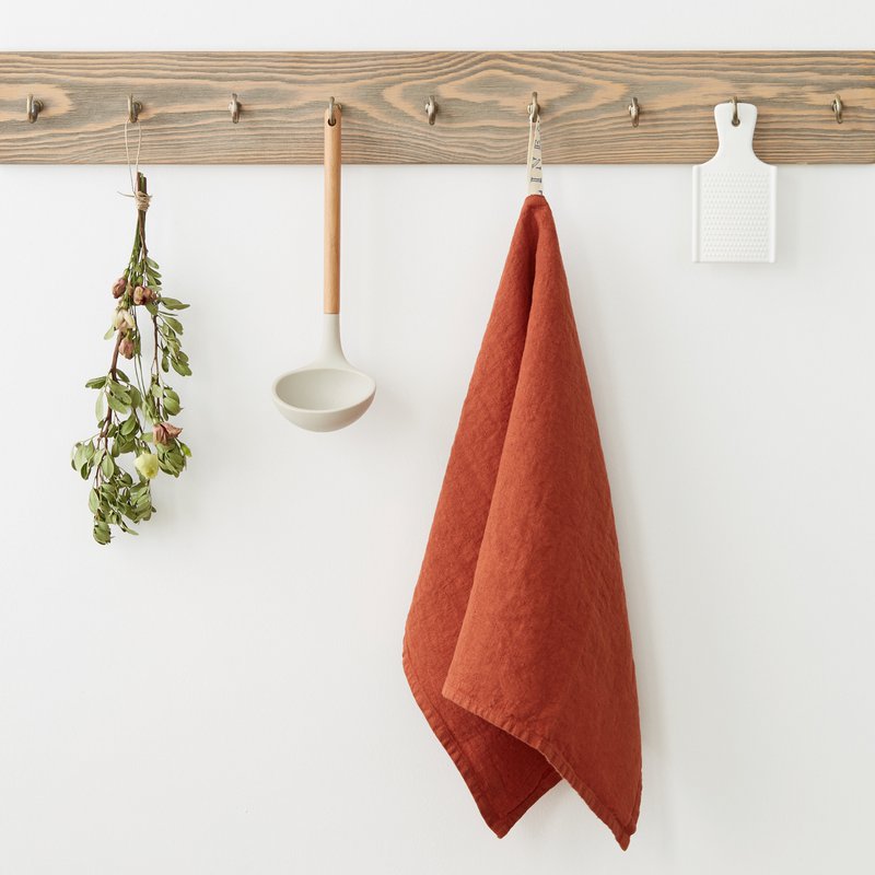 Serviette de cuisine en lin et argile cuite