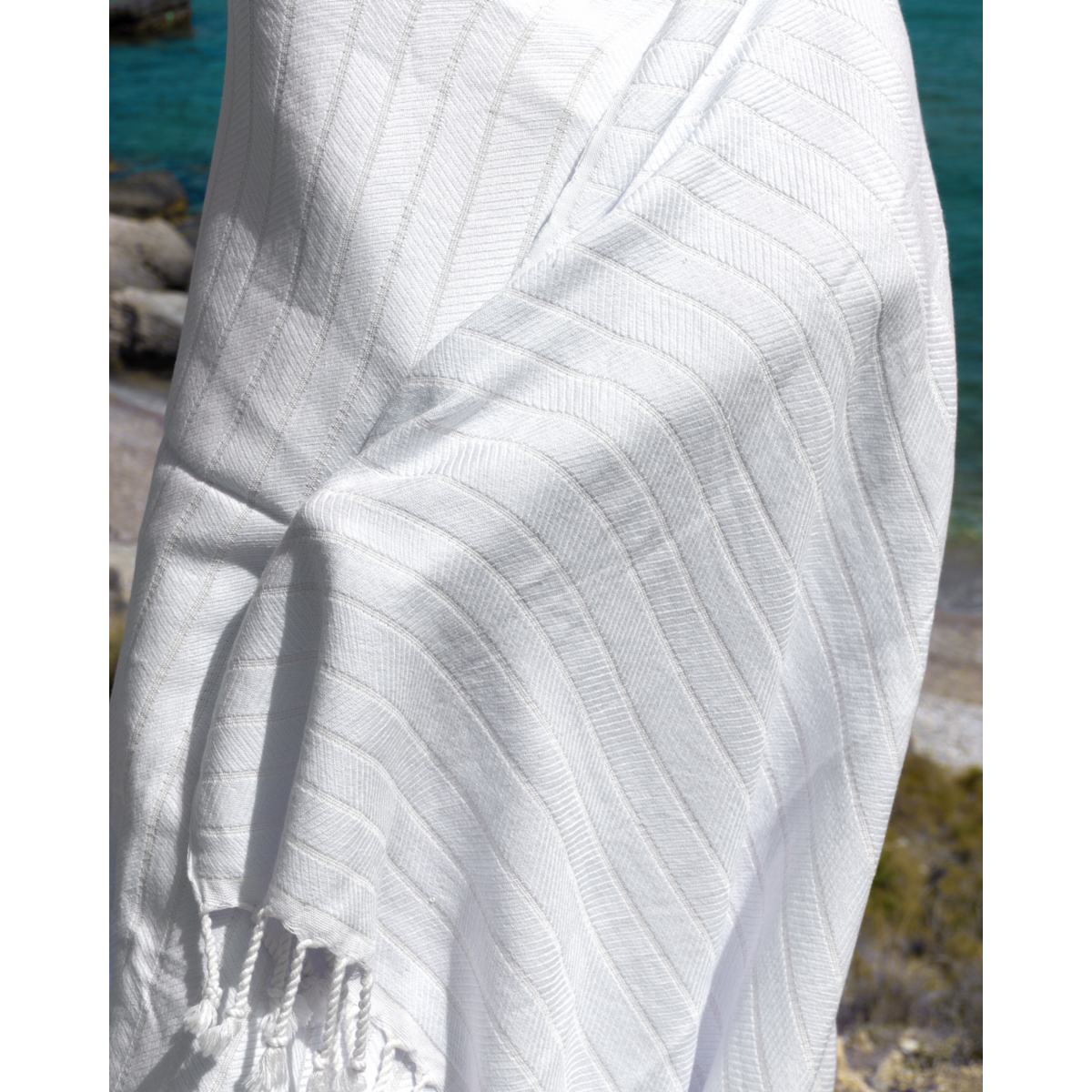 Asciugamano Sauna Hammam ILVA in cotone di bambù – Asciugatura rapida e leggero – Bianco - 180x100 cm