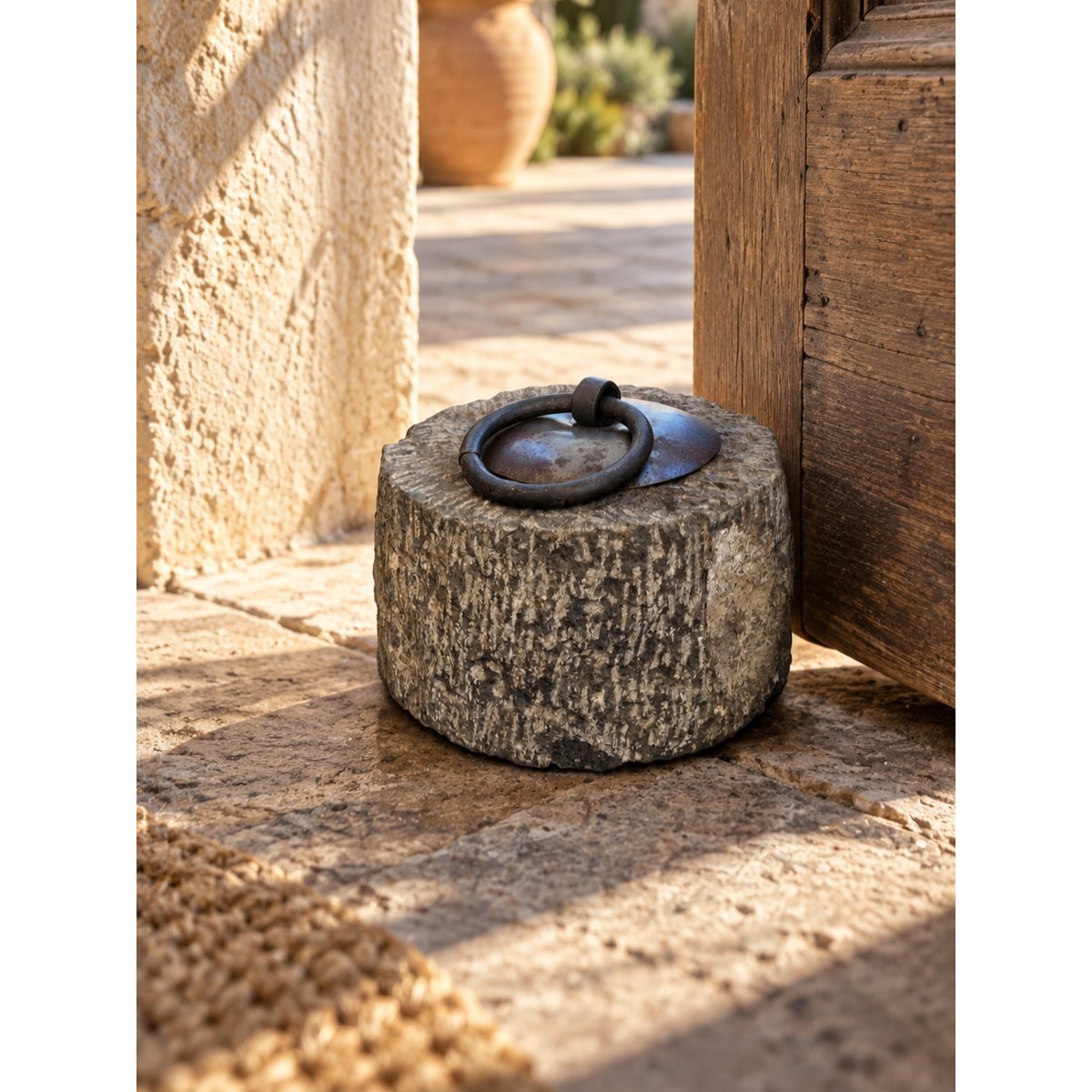 Door stone stopper with Aged Iron Ring