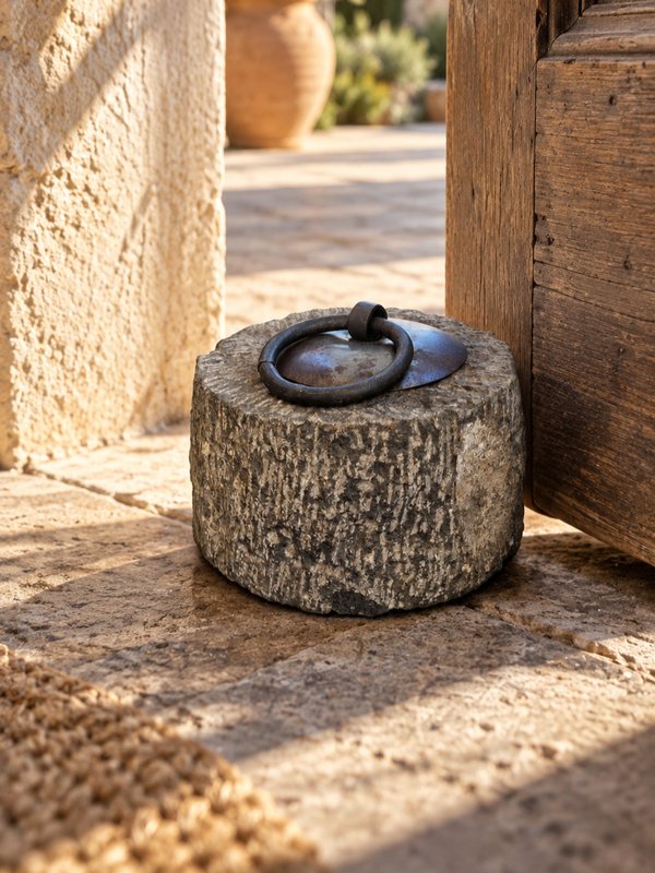 Door stone stopper with Aged Iron Ring