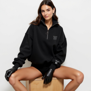 Half Zip Sweat "BE GOOD BE BAD JUST BE" - Black