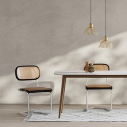 Sedia a sballo di noor rattan, nero e cromo