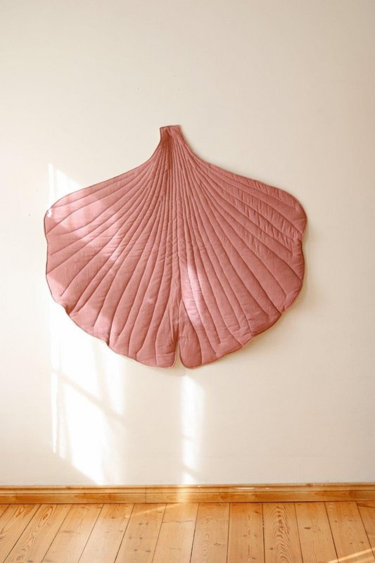 Ginkgo-Blatt-Matte aus Leinen „Dirty Pink“