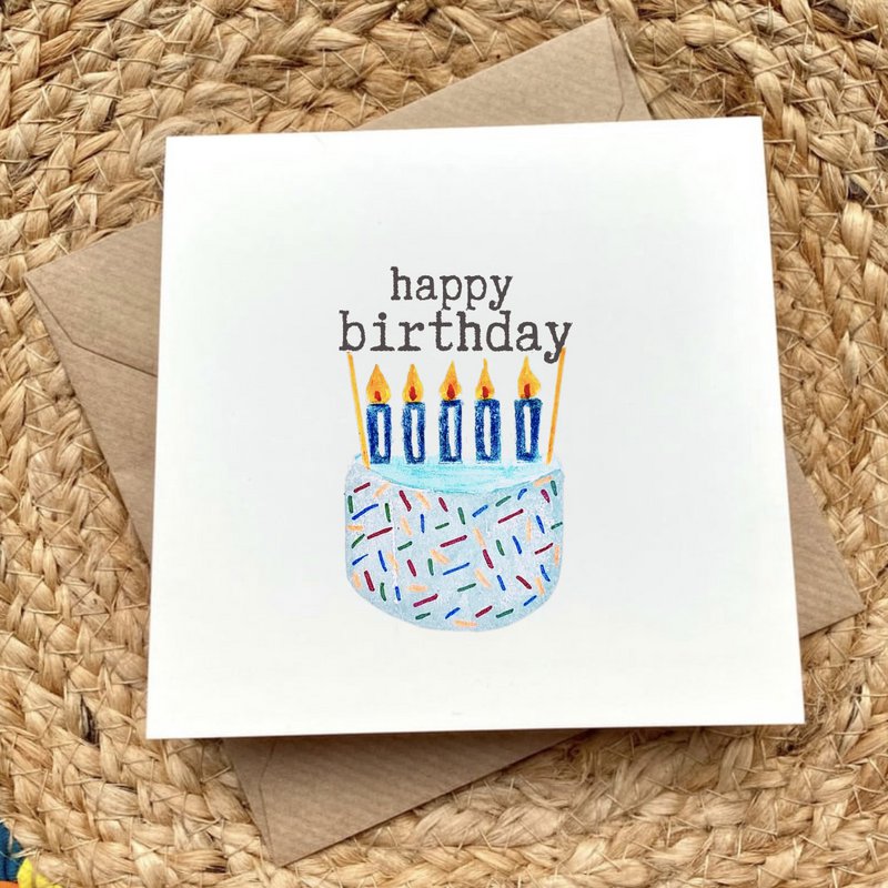 Card Bday Cake Blue
