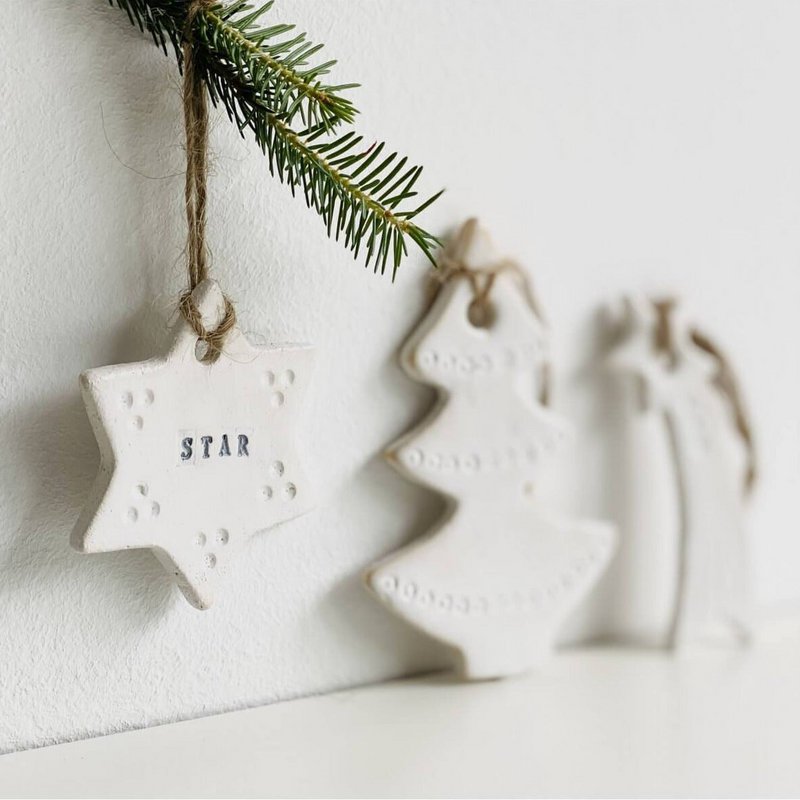 Ceramic Christmas Tree Hangers - Set